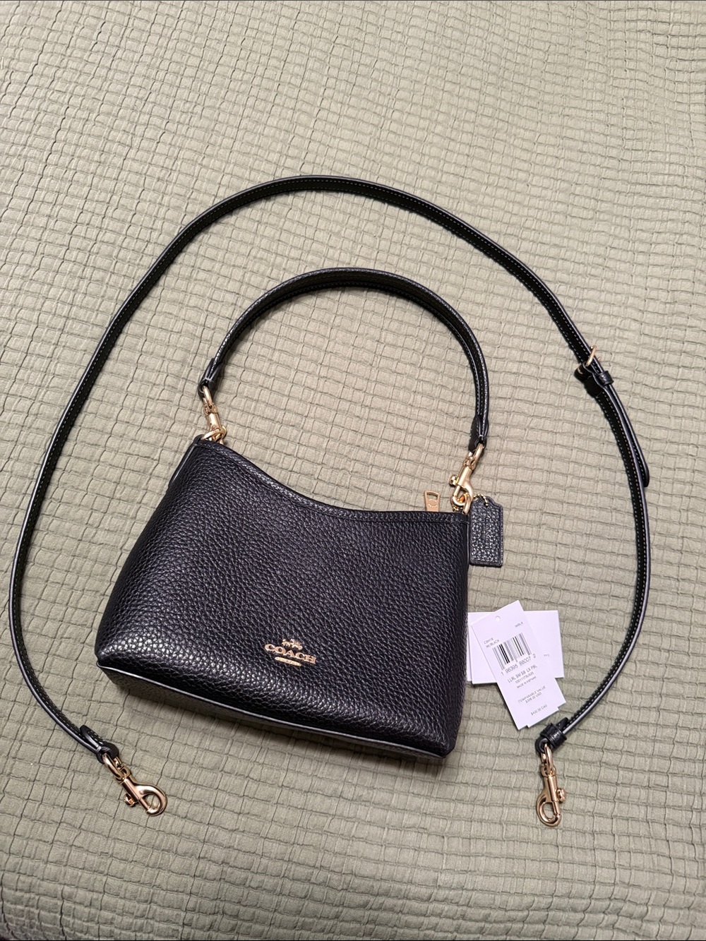 Coach Laurel Small Shoulder Bag in Black Pebbled Leather - Picture 3 of 7